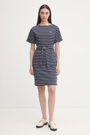 U.S. Polo Assn. sukienka bawełniana BOAT NECK BOXY SLEEVE STRIPE MIDI