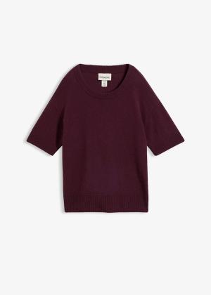 Sweter oversize z krótkimi rękawami i wysoką zawartością wełny