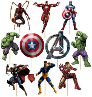 TOPPERY TOPPER NA TORT BABECZKI OZDOBA AVENGERS SPIDER-MAN HULK PAJĄK 10szt