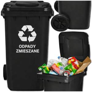 KOSZ NA ŚMIECI 240L CZARNY POJEMNIK NA ODPADY KUBEŁ DO SEGREGACJI MOCNY
