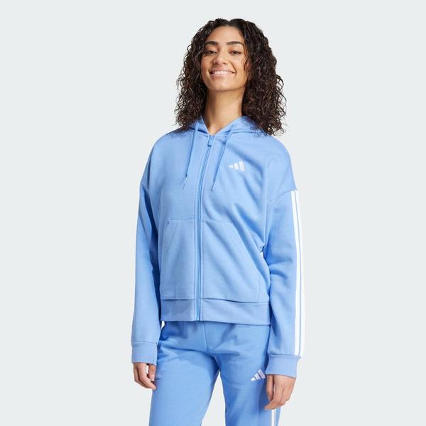 Bluza z kapturem Essentials z polaru z 3 paskami i suwakiem na całej długości