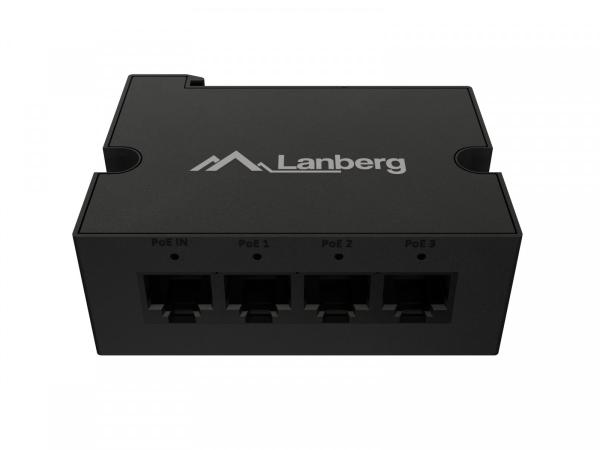 Lanberg Przełącznik Din-Fe4-At-30W 1xIn 3xOut 100MB PoE Extender Fast Ethernet Din Rail at 30W