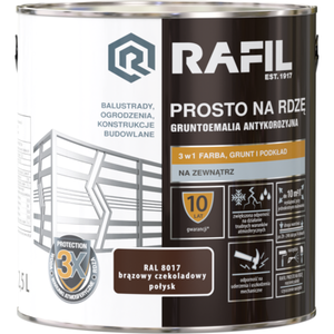 Gruntoemalia PROSTO Na Rdzę Połysk RAL8017 2,5 l RAFIL