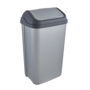 Kosz na śmieci z obrotową pokrywą 50 l srebrny swantje 38,5 x 29 x 66 cm keeeper