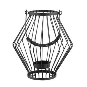 Świecznik metalowy szprosowy z uchwytem 19 x 19 x 20 cm czarny