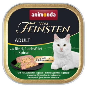 animonda Vom Feinsten mokra karma dla kota, Adult, z pysznym nadzieniem Wołowina, filet z łososia i szpinak 32x100 g