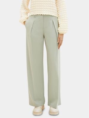 Tom Tailor Spodnie materiałowe 1040686 Zielony Wide Leg