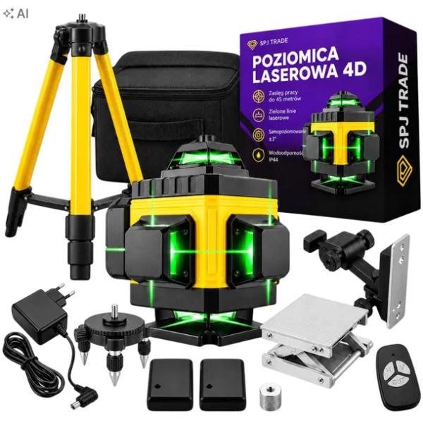 POZIOMICA LASEROWA POZIOMNICA 4D 16 LINII 360 KRZYŻOWA STATYW ELEKTRONICZNA