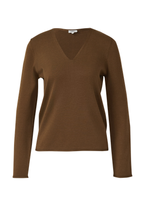 Sweter z miękkiej, cienkiej dzianiny z wywiniętym brzegiem