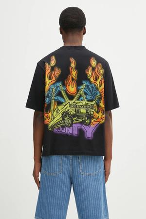 Marcelo Burlon t-shirt bawełniany County Flame Boxy T-Shirt Black Red