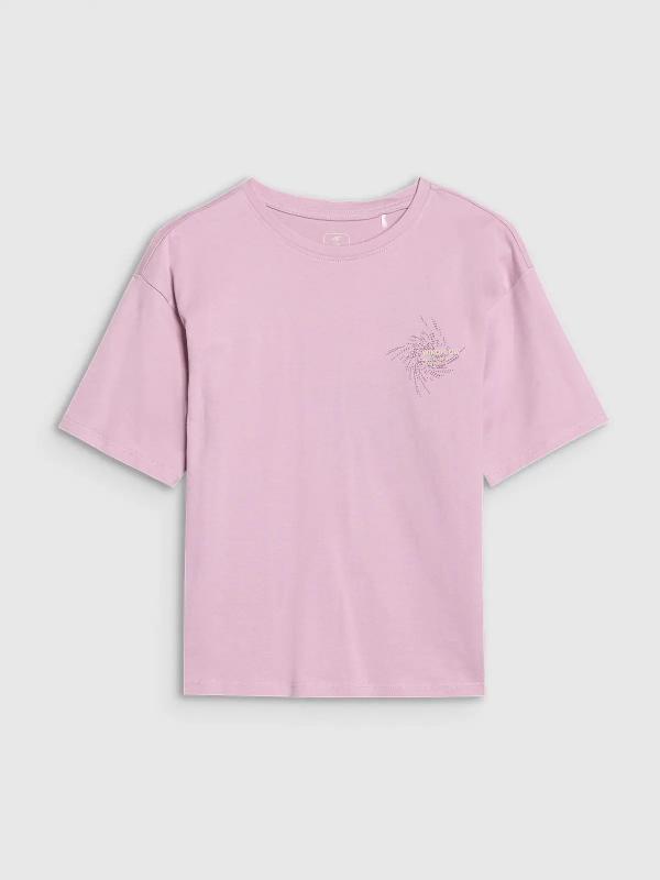 4F koszulka bawełniana t-shirt dla dziewczynki 4FJWSS25TTSHF1853 fioletowa (122)