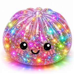 DUMPLING PIEROŻEK GNIOTEK ŚWIECI PIERÓG BROKATOWY ŚWIECĄCY LED SQUISHY DUŻY