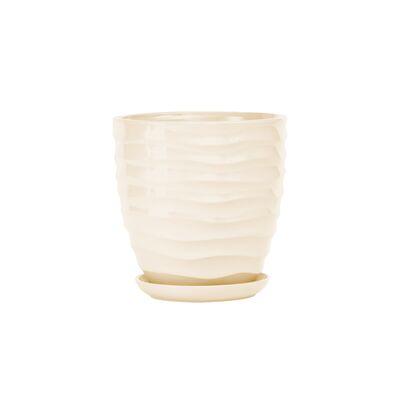 Doniczka ceramiczna z podstawką duna 18 x 17 cm krem połysk symbol 3011