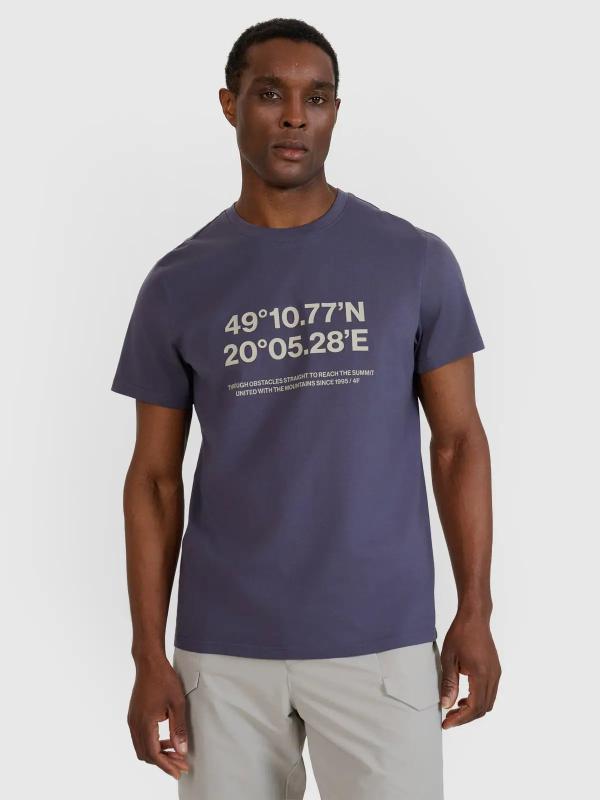 4F t-shirt bawełniany koszulka męska z nadrukiem 4FWSS25TTSHM2209 niebieski (XL)