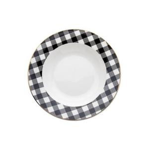 Talerz głęboki Winter Glam Grid 21,5 cm kratka czarno-biały