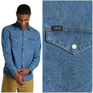 Lee Regular Shirt Washed Blue DżINS koszula bawełniana jeansowa męska XXL