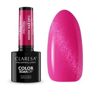 CLARESA LAKIER HYBRYDOWY CAT EYE NEON DARK PINK 5G - Różowy