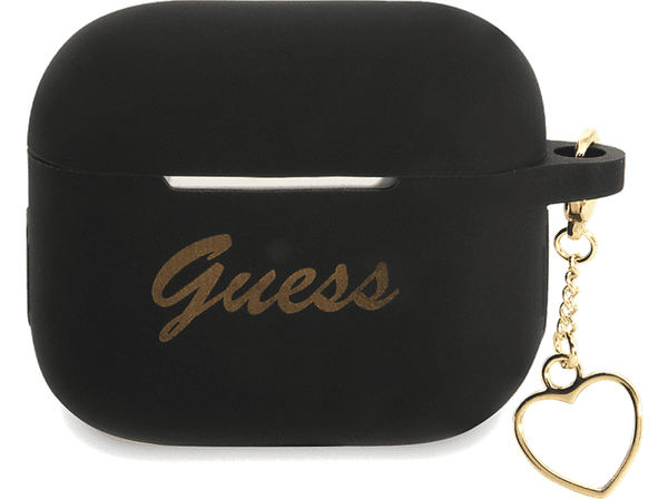 Etui GUESS Silicone Charm Heart do suchawek Apple AirPods 3 Czarno-biały