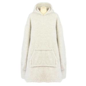 Bluza wełniana merynos Hoodie szara z kapturem i dużą kieszenią Uniwersalna