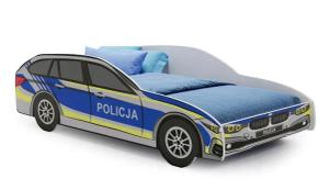 Łóżko dziecięce tapczan jednoosobowy 160x80 samochód auto POLICJA materac