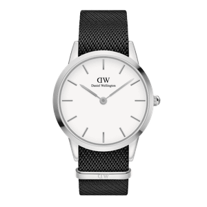 Daniel Wellington DW Watch Iconic Black NATO White Dial 40mm Silver