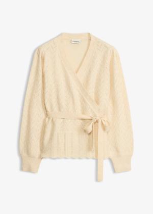 Sweter kopertowy z rękawami bufkami