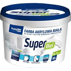 Farba akrylowa wewnętrzna SUPER BIEL 10 l Franspol