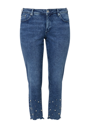 Dżinsy / Curvy Fit / Mid Rise / Slim Tapered Leg / z perłowymi detalami