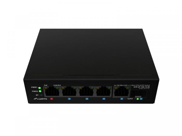 Lanberg Przełącznik Light ILFE-4P-1GE-1S-90 Light Industrial POE 1XBT 3AXT SFP + ETH DIN FAST Ethernet