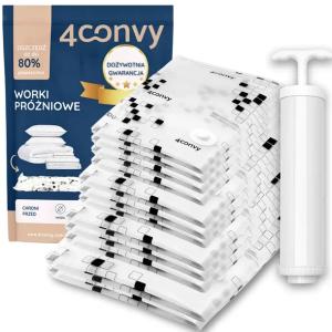 4CONVY Worki próżniowe na pościel ubrania odzież 12szt ZESTAW POMPKA MAXI
