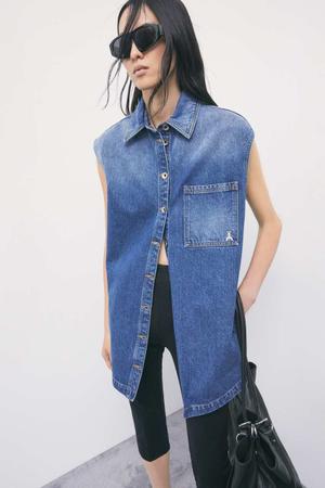 Kamizelka jeansowa oversize z efektem sprania