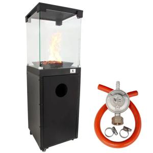Ogrzewacz tarasowy Lava Rocks gazowy kominek czarny patio stal 8kW reduktor