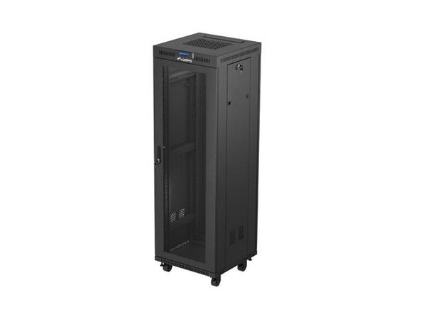 Lanberg Szafa instalacyjna rack stojąca 19 cali 37U 600x600 drzwi perforowane LCD czarna (Flat pack)