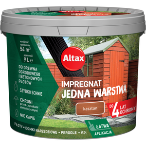 Impregnat do drewna ogrodowego JEDNA WARSTWA 9 l Kasztan Altax