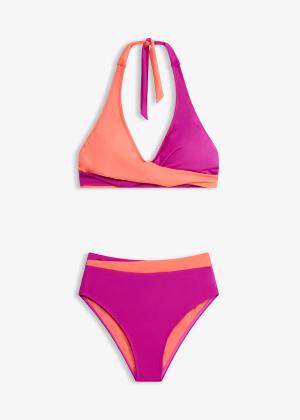 Bikini w stylu kopertowym z ramiączkami łączonymi na szyi (komplet 2-cz.)
