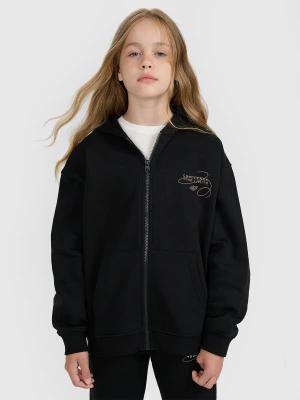 4F bluza dresowa dla dziewczynek rozpinana 4FJWAW25TSWSF1941 czarny (164)