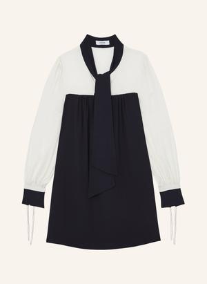 Reiss Sukienka Z Kokardą Cam Z Mieszanki Materiałów blau