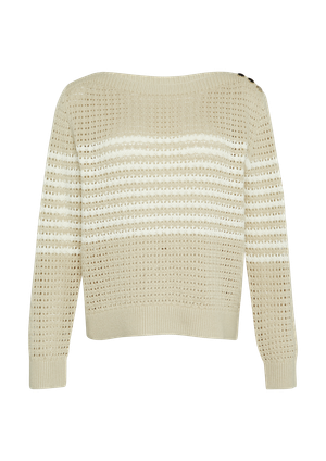 Sweter z lekkiej koronkowej dzianiny z ozdobnymi guzikami