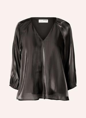 Selected Bluzka Z Rękawem 3/4 Z Satyny schwarz