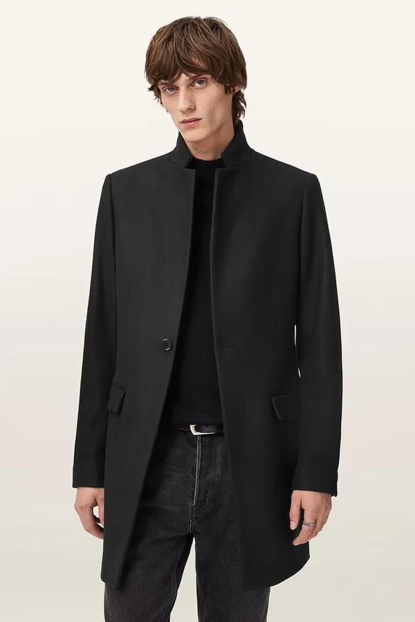 AllSaints płaszcz z dodatkiem wełny