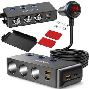 ROZDZIELACZ GNIAZDA ZAPALNICZKI ŁADOWARKA SAMOCHODOWA 12-24V 3xUSB UBS-C PD
