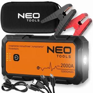 URZĄDZENIE ROZRUCHOWE BOOSTER JUMP STARTER POWERBANK 12000mAh LED NEO TOOLS