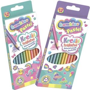Bambino Kredki Szkolne Trójkątne Pastel 12 Kolorów 2876