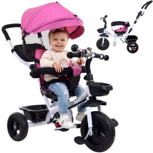 Rowerek trójkołowy spacerowy z trąbką dla dzieci Funfit Kids Twist różowy