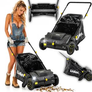 ZBIERACZ ZAMIATARKA RĘCZNA DO LIŚCI TRAWY KOSTKI CHODNIKA 53cm KOSZ 100L