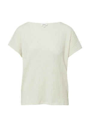 T-shirt z teksturowanego dżerseju z opuszczonymi ramionami