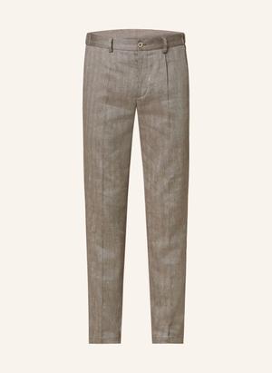 Paul Spodnie Garniturowe Slim Fit Z Lnem braun