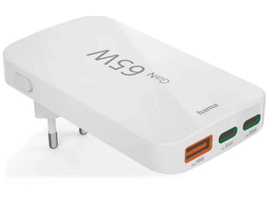 Ładowarka sieciowa HAMA GaN 65W, 2x USB-C, 1x USB-A Biały