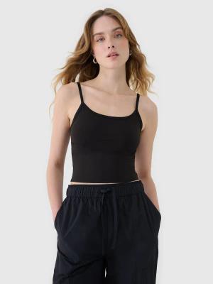 4F koszulka na ramiączkach top damski 4FWSS25TSLEF127 czarna (XS)