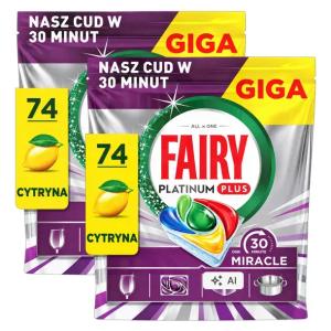 2x Kapsułki do zmywarki FAIRY Platinum Plus 30 Minute Miracle Lemon 74 szt